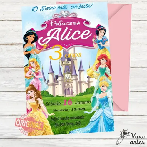 Convite Digital Princesas Disney