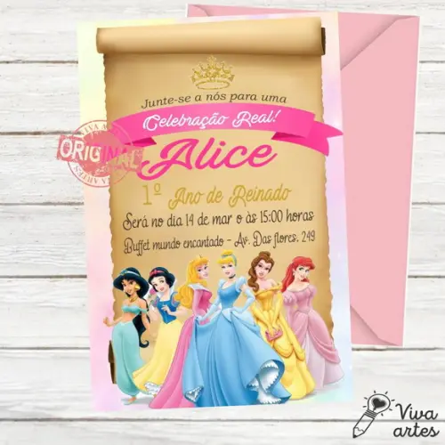 Convite Digital Princesas Disney