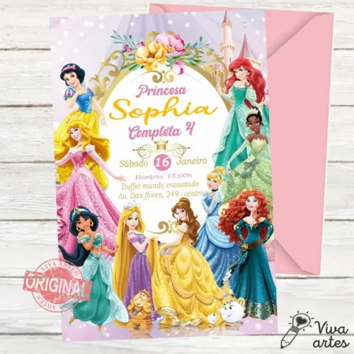 Convite Digital Princesas Disney