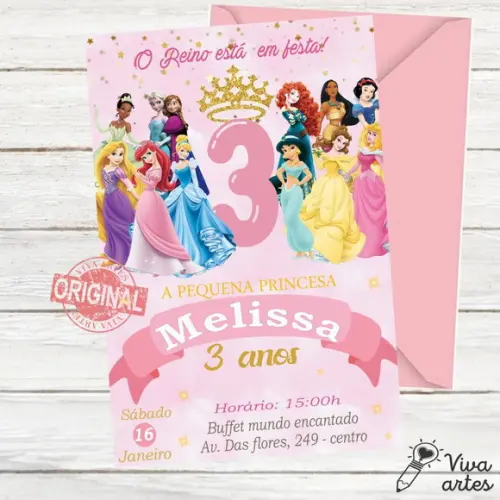 Convite Digital Princesas Disney