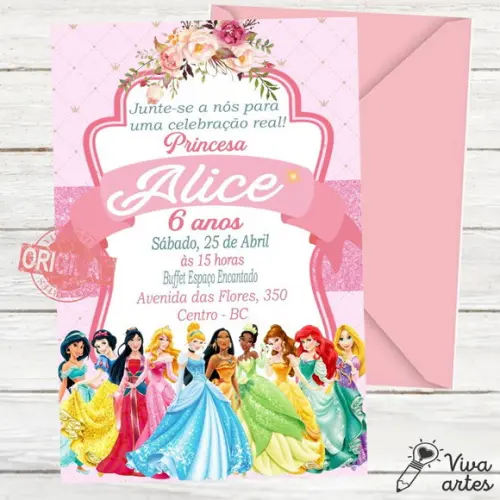 Convite Digital Princesas Disney