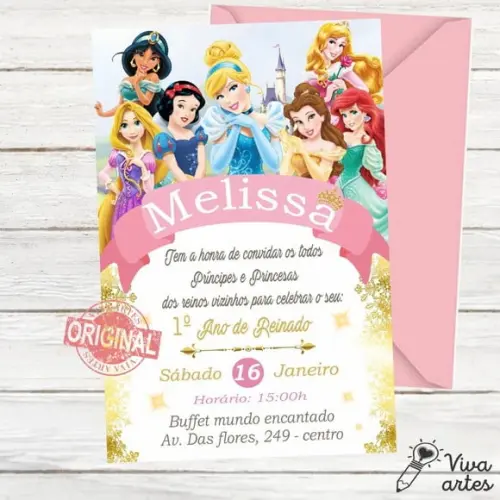 Convite Digital Princesas Disney