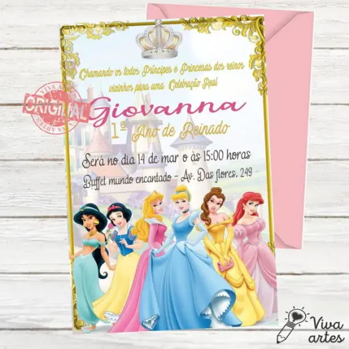 Convite Digital Princesas Disney