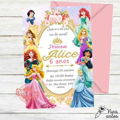 Convite Digital Princesas Disney