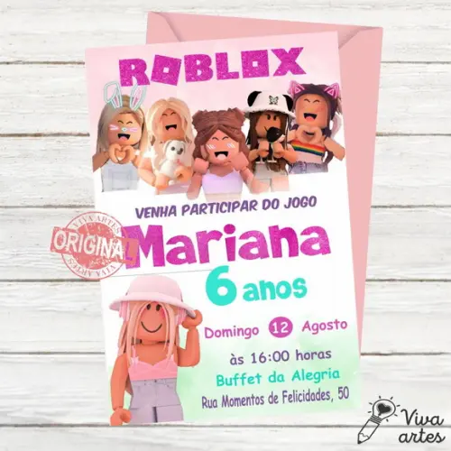 Convite Digital Roblox Menina