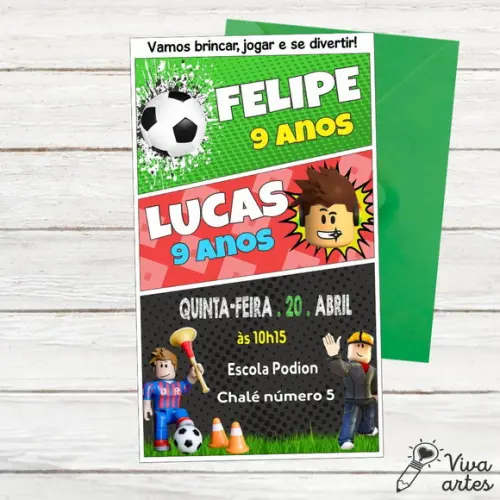 Convite Digital Roblox Vs Futebol Irmãos