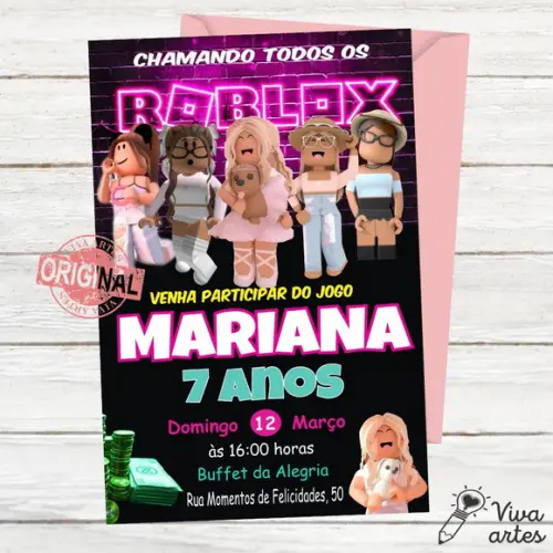 Convite Digital Roblox Menina
