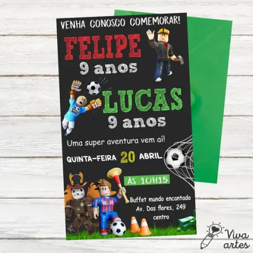 Convite Digital Roblox Vs Futebol Irmãos