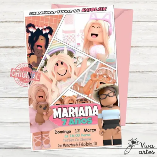 Convite Digital Roblox Menina