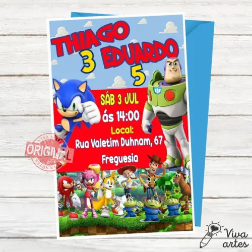 Convite Digital Sonic Vc Toy Story