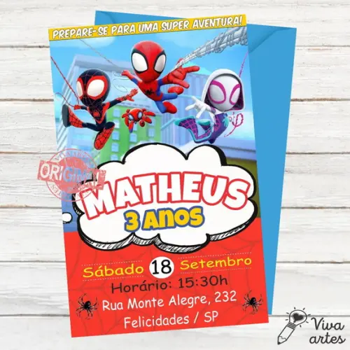 Convite Digital Spidey e Seus Amigos