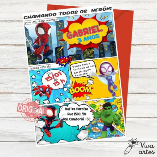 Convite Digital Spidey e Seus Amigos