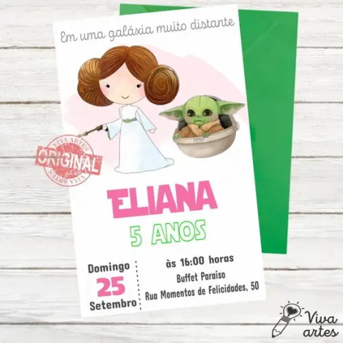Convite Digital Star Wars Menina