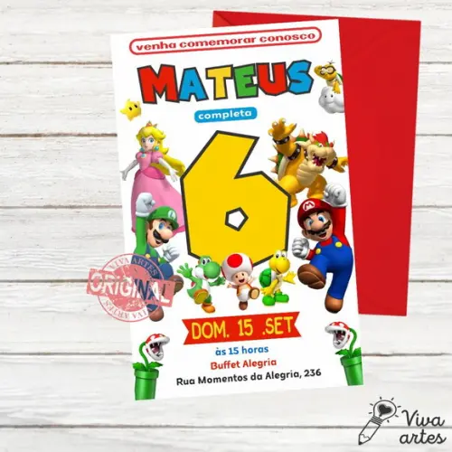 Convite Digital Super Mario Bros
