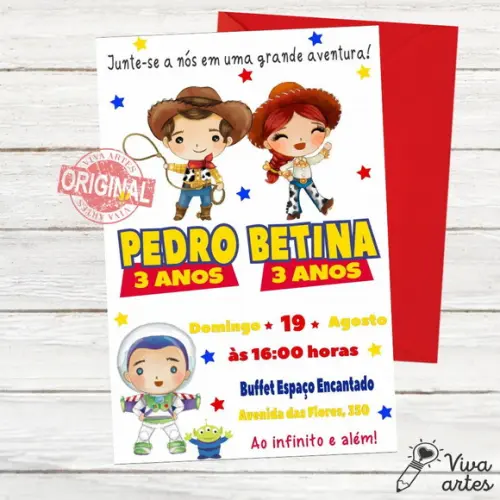 Convite Digital Toy Story - Irmãos