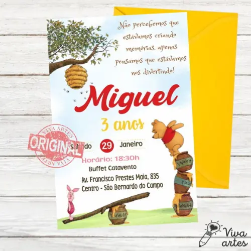 Convite Digital Ursinho Pooh