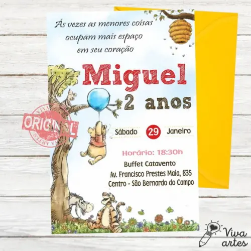 Convite Digital Ursinho Pooh