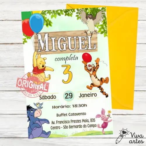 Convite Digital Ursinho Pooh