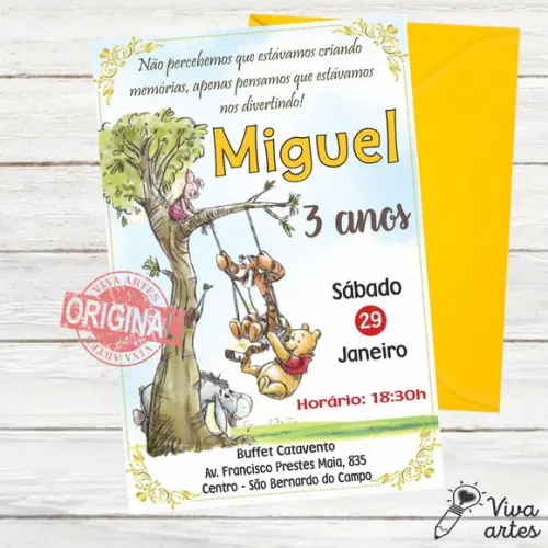 Convite Digital Ursinho Pooh