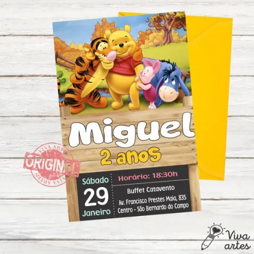 Convite Digital Ursinho Pooh