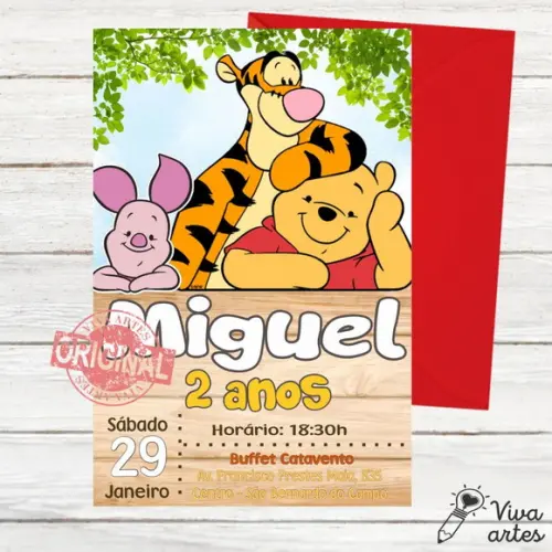 Convite Digital Ursinho Pooh