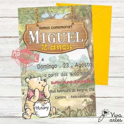 Convite Digital Ursinho Pooh