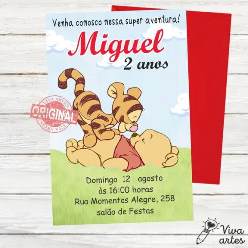 Convite Digital Ursinho Pooh