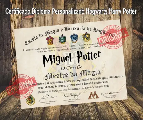 Diploma Personalizado Hogwarts Harry Potter