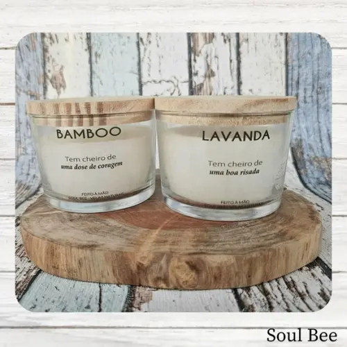 Kit Presente Velas Aromática Bamboo e Lavanda