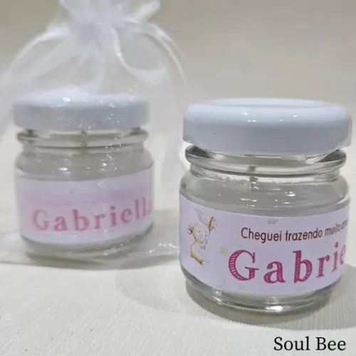 Mini Vela Perfumada Maternidade Menina com Tag e Saquinho