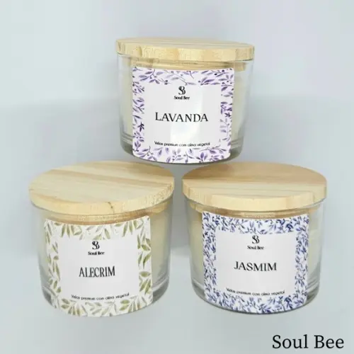 Trio de Velas Artesanais / Lavanda, Alecrim e Jasmim