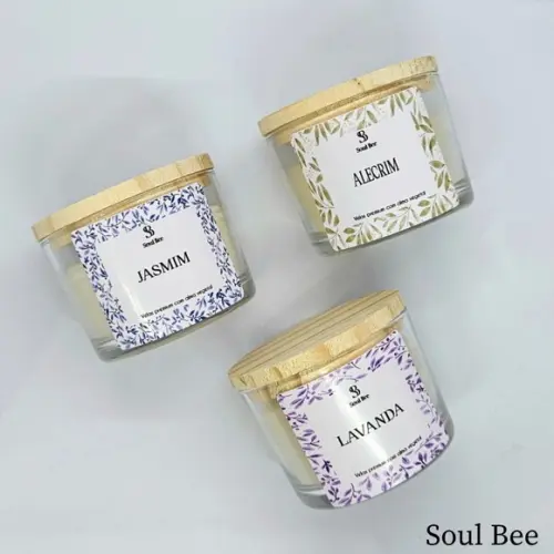 Trio de Velas Artesanais / Lavanda, Alecrim e Jasmim