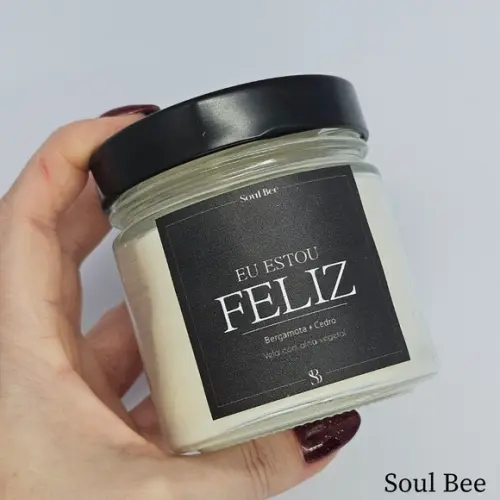 Vela Perfumada Coleção Eu Estou Feliz/ Bergamota + Cedro 250