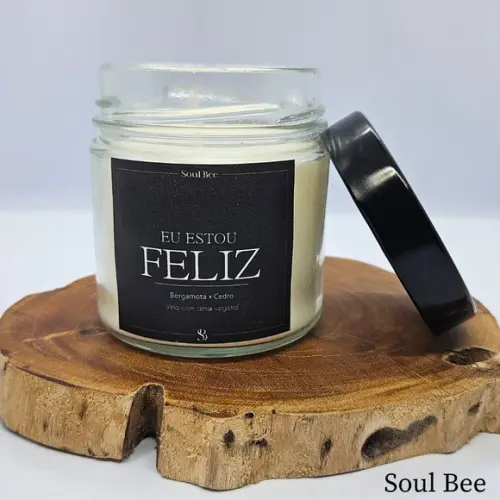 Vela Perfumada Coleção Eu Estou Feliz/ Bergamota + Cedro 250