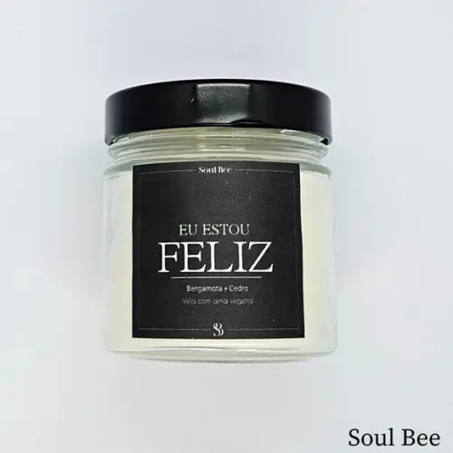 Vela Perfumada Coleção Eu Estou Feliz/ Bergamota + Cedro 250