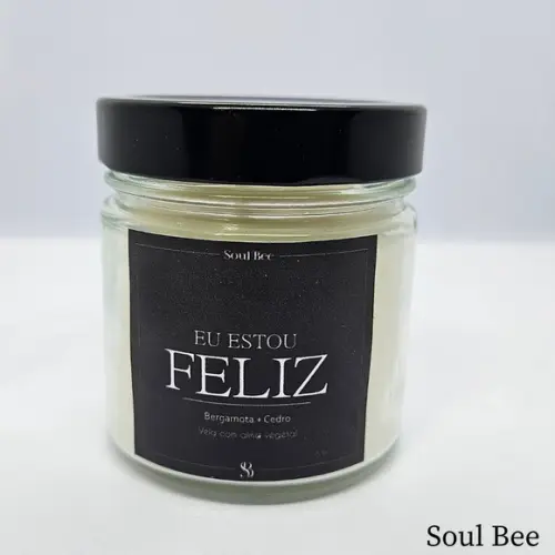 Vela Perfumada Coleção Eu Estou Feliz/ Bergamota + Cedro 250