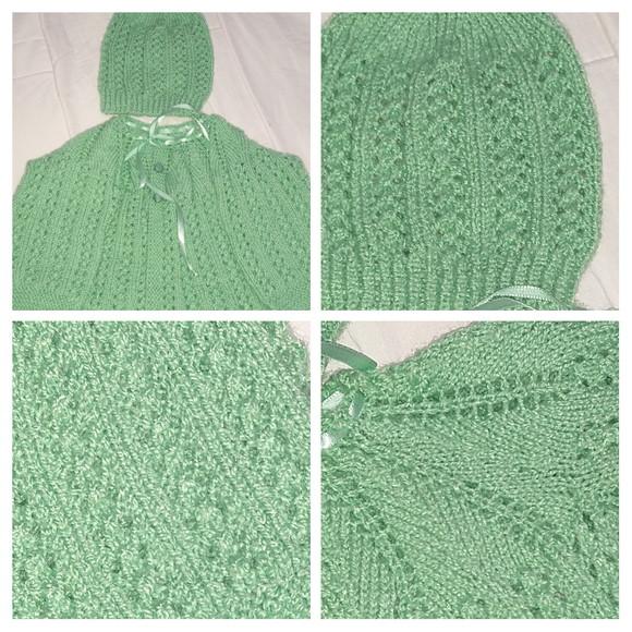 Casaquinho e Gorro de Tricô Cor Verde Fio Círculo Mais Bebê