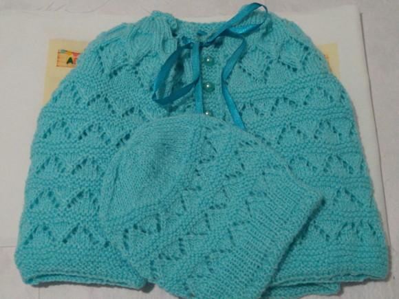 Casaquinho e Gorro de Tricô Verde Fio Keamor