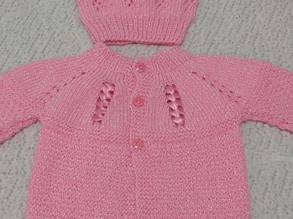 Casaquinho e Gorro Rosa Lã Fofura