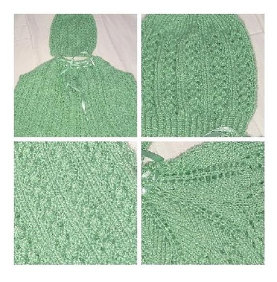 Casaquinho e Gorro Verde de Tricô Fio Círculo Mais Bebê