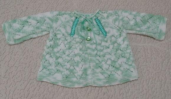 Casaquinho para Bebê Tricotado a Mão - Lã Cisne Bebê Comfort