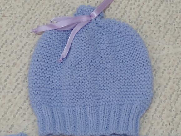 Casaquinho, Sapatinhos e Gorro Lilás Lã Carinho