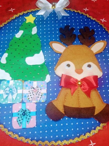 Enfeite de Porta - Quadro Natalino com o Tema Rena