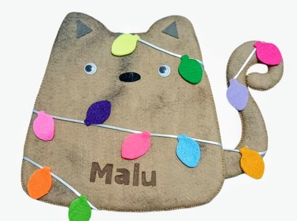 Enfeite de Porta Natalino de Gatinho