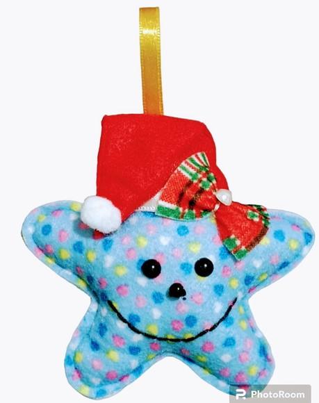 Pingente de Natal - Estrelinha Estampada em Feltro