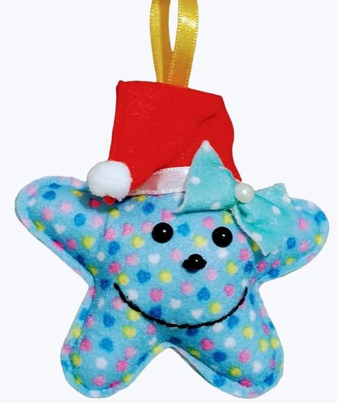 Pingente de Natal - Estrelinha Estampada em Feltro