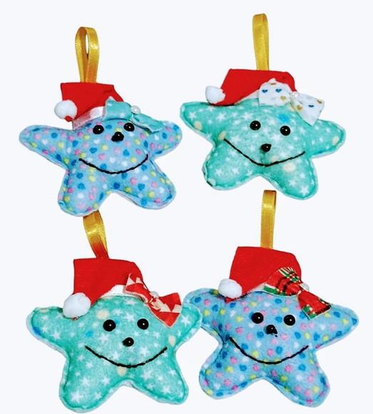 Pingente de Natal - Estrelinha Estampada em Feltro