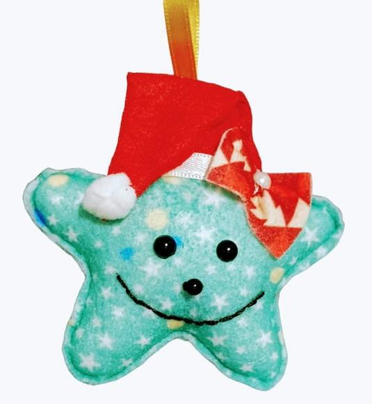 Pingente de Natal - Estrelinha Estampada em Feltro