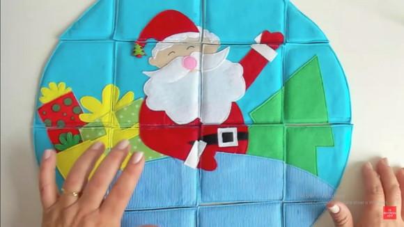 Quebra Cabeça de Natal em Feltro - Brinquedo Pedagógico