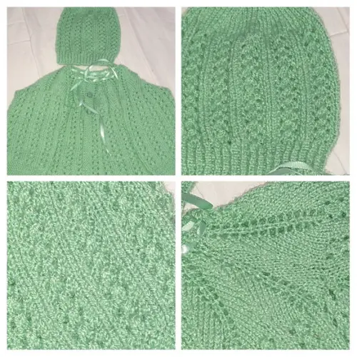 Casaquinho e Gorro de Tricô Cor Verde Fio Círculo Mais Bebê